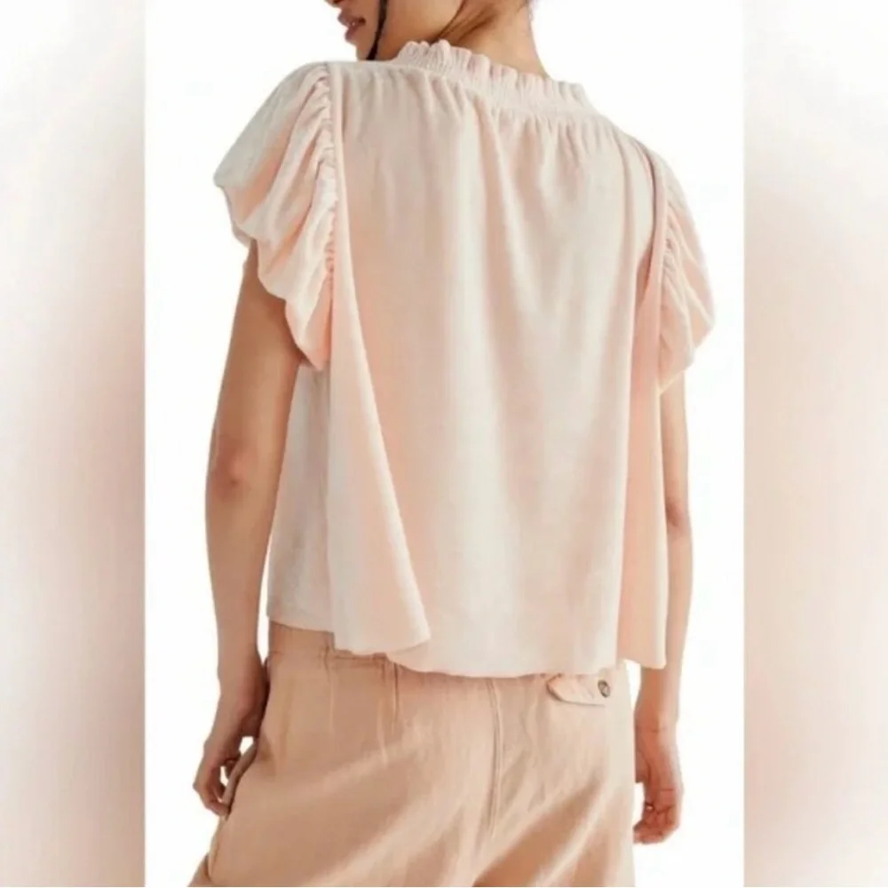 Free People | Therese Pink Velour Top | S